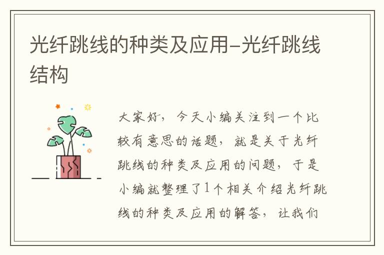 光纤跳线的种类及应用-光纤跳线结构