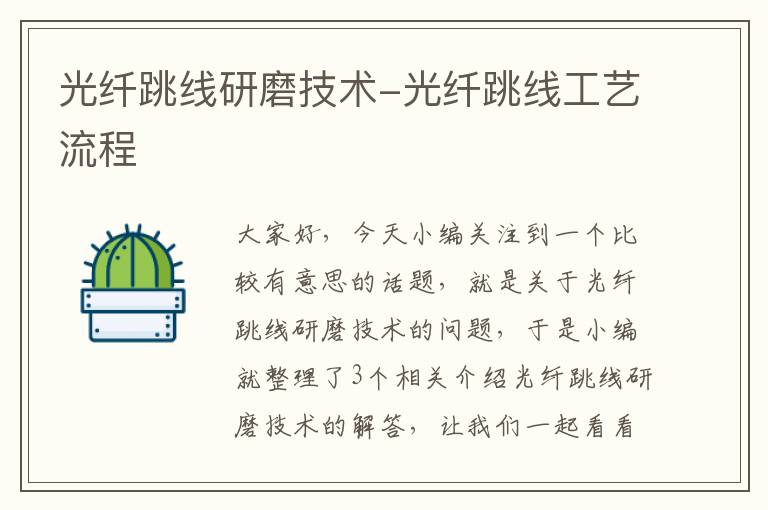 光纤跳线研磨技术-光纤跳线工艺流程