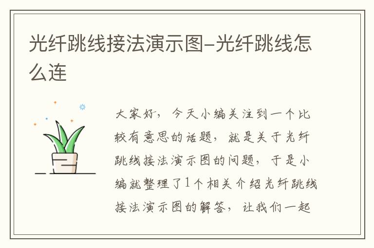光纤跳线接法演示图-光纤跳线怎么连