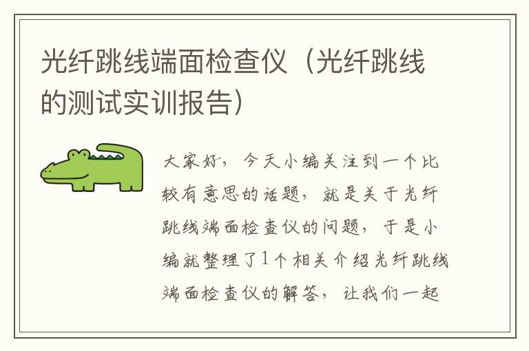 光纤跳线端面检查仪(光纤跳线的测试实训报告)