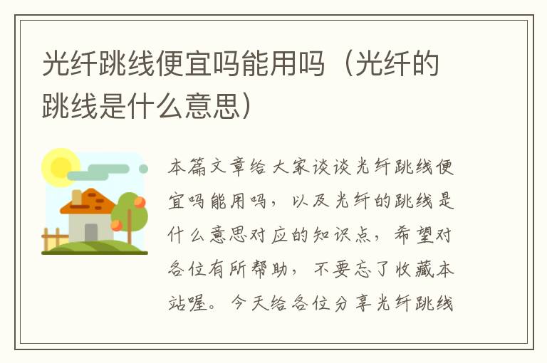 光纤跳线便宜吗能用吗(光纤的跳线是什么意思)