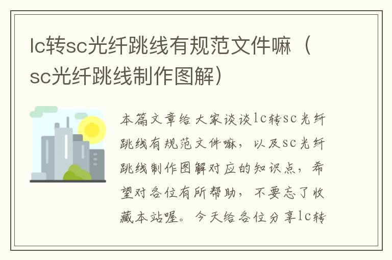 lc转sc光纤跳线有规范文件嘛(sc光纤跳线制作图解)