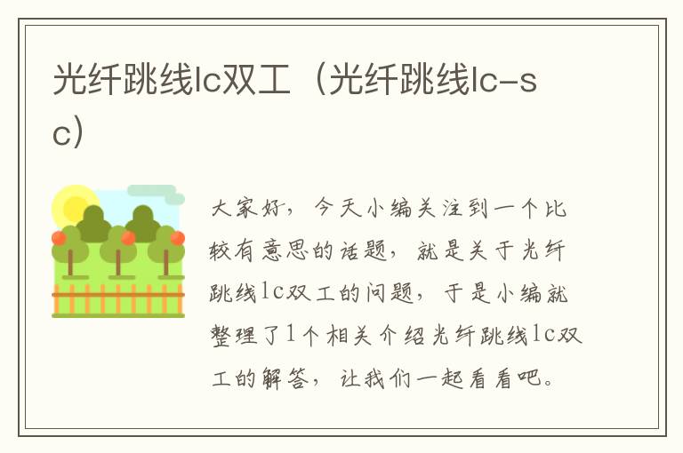 光纤跳线lc双工(光纤跳线lc-sc)