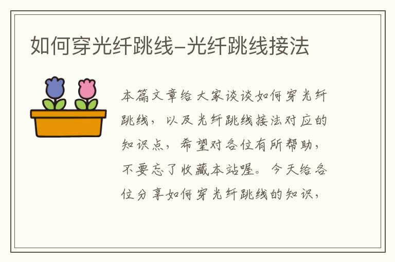 如何穿光纤跳线-光纤跳线接法
