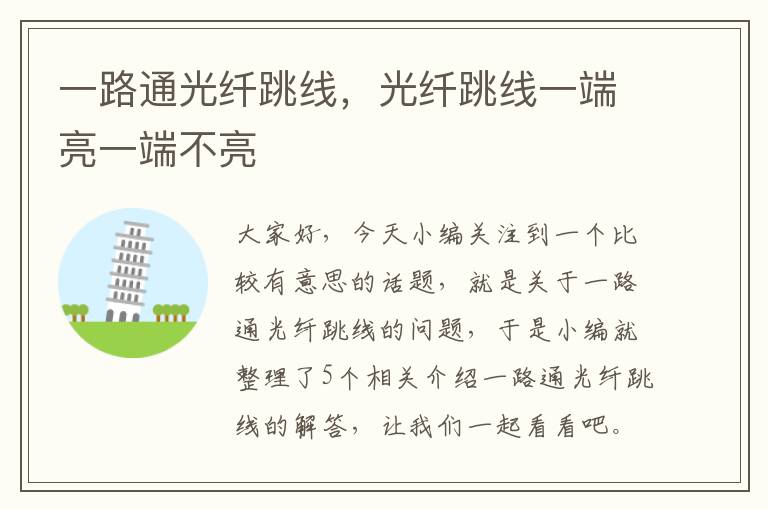 一路通光纤跳线,光纤跳线一端亮一端不亮