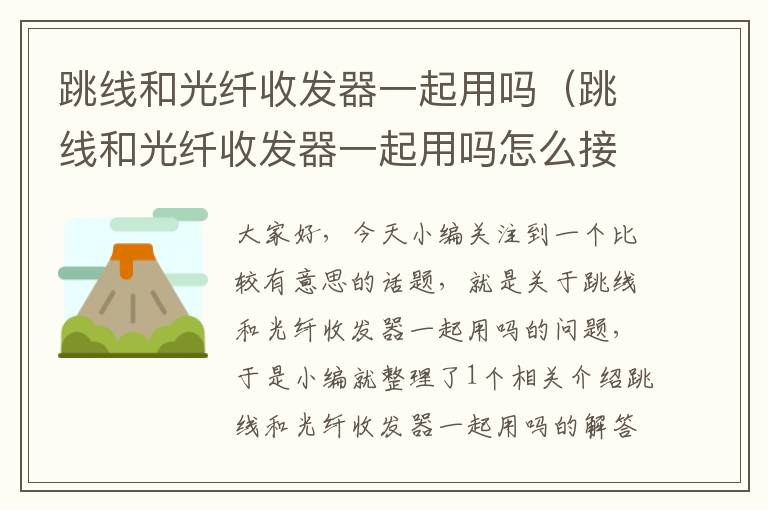 跳线和光纤收发器一起用吗(跳线和光纤收发器一起用吗怎么接)