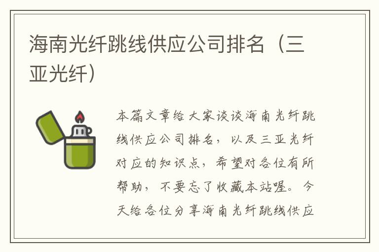海南光纤跳线供应公司排名(三亚光纤)