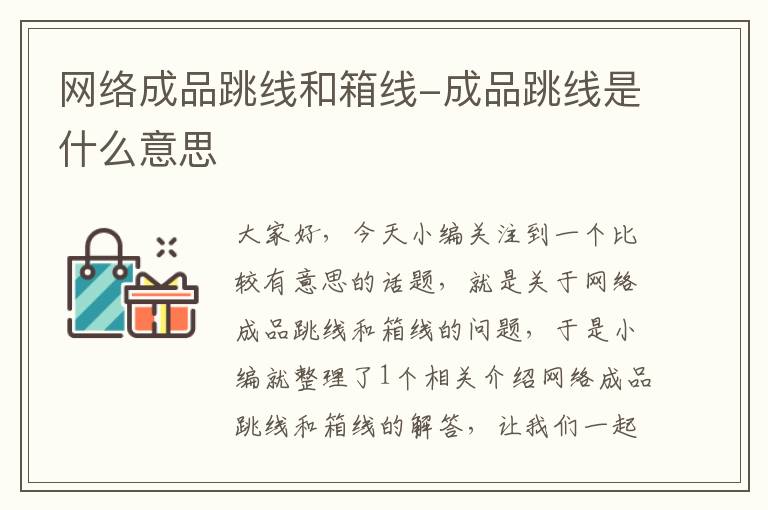 网络成品跳线和箱线-成品跳线是什么意思
