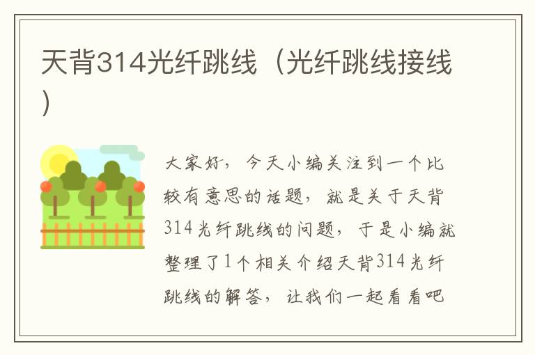 天背314光纤跳线(光纤跳线接线)