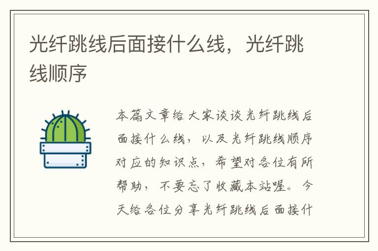 光纤跳线后面接什么线,光纤跳线顺序