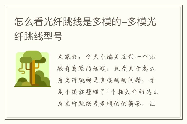 怎么看光纤跳线是多模的-多模光纤跳线型号