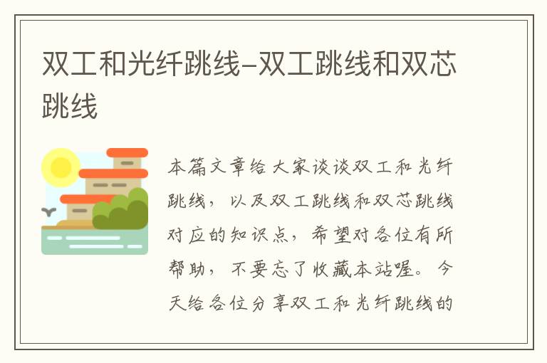 双工和光纤跳线-双工跳线和双芯跳线