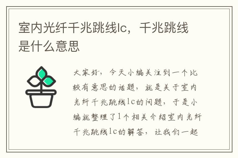 室内光纤千兆跳线lc,千兆跳线是什么意思