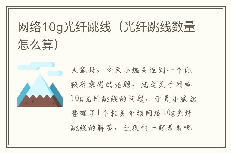 网络10g光纤跳线(光纤跳线数量怎么算)