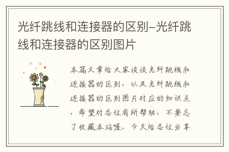 光纤跳线和连接器的区别-光纤跳线和连接器的区别图片
