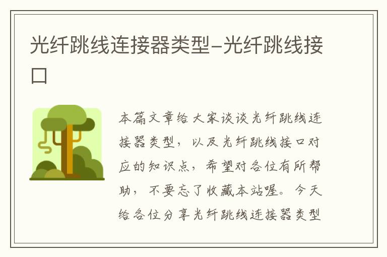 光纤跳线连接器类型-光纤跳线接口