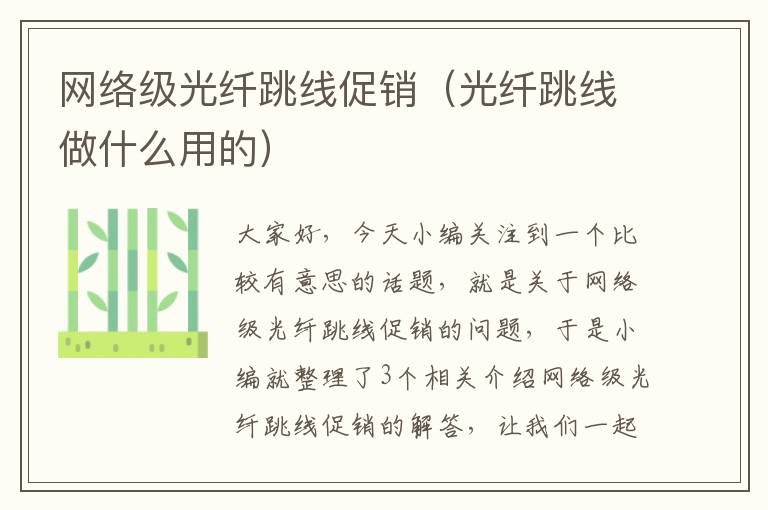 网络级光纤跳线促销（光纤跳线做什么用的）