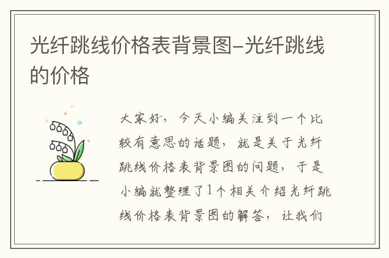 光纤跳线价格表背景图-光纤跳线的价格