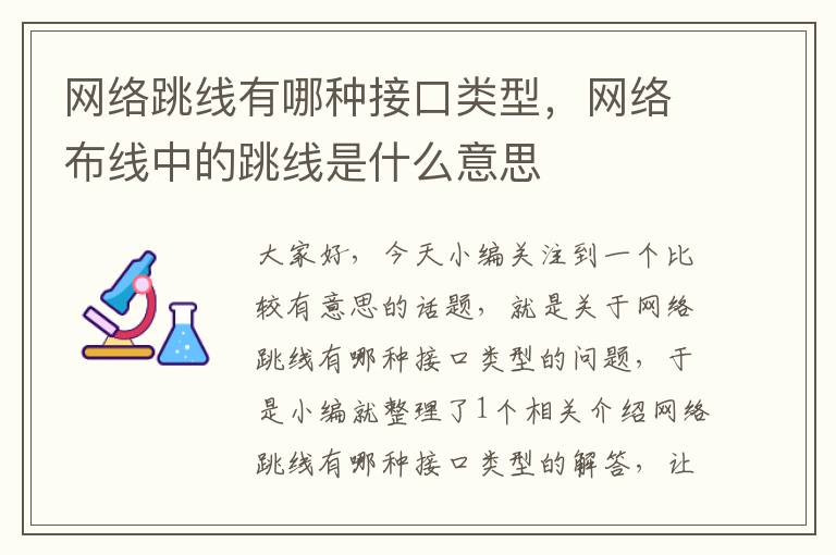 网络跳线有哪种接口类型,网络布线中的跳线是什么意思