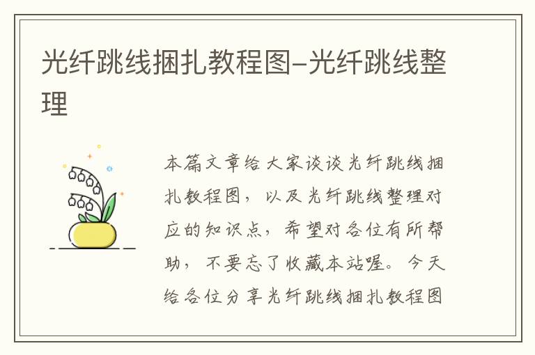 光纤跳线捆扎教程图-光纤跳线整理