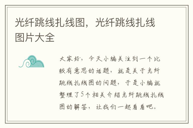 光纤跳线扎线图,光纤跳线扎线图片大全