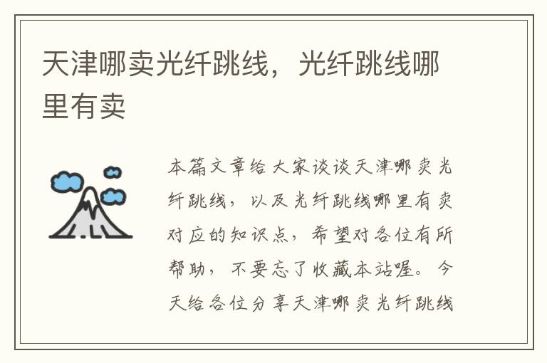 天津哪卖光纤跳线,光纤跳线哪里有卖