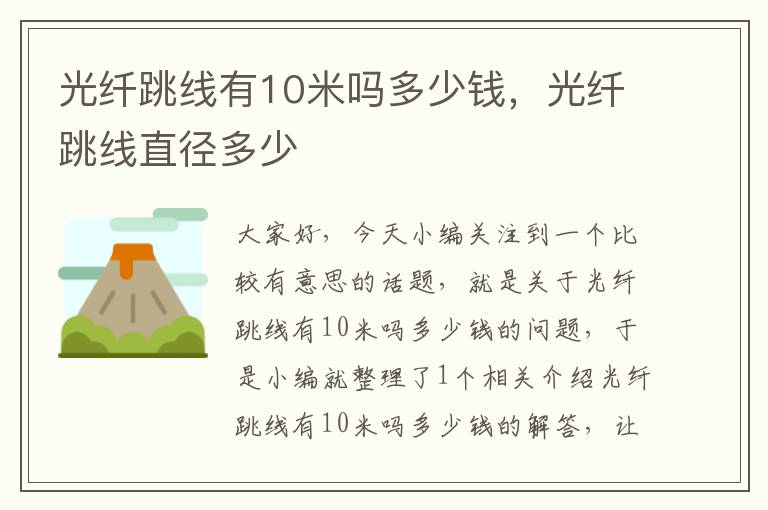 光纤跳线有10米吗多少钱,光纤跳线直径多少