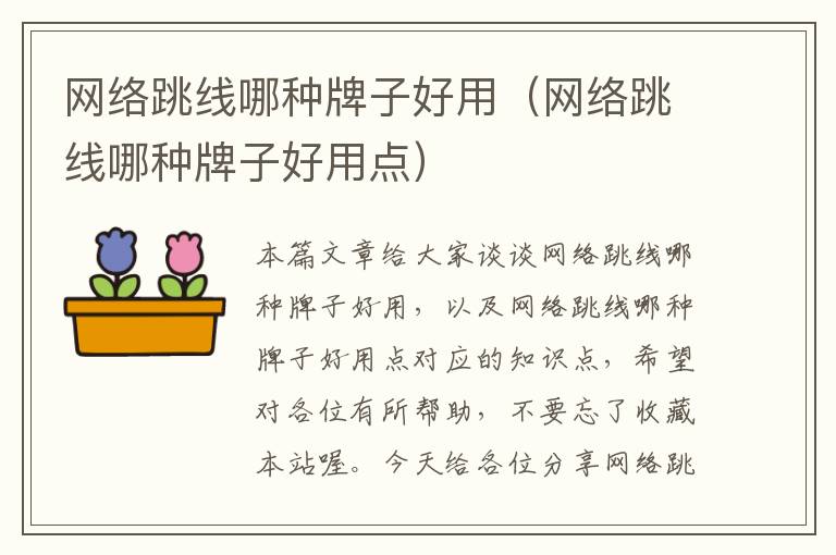 网络跳线哪种牌子好用(网络跳线哪种牌子好用点)