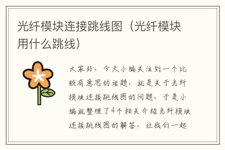 光纤模块连接跳线图(光纤模块用什么跳线)