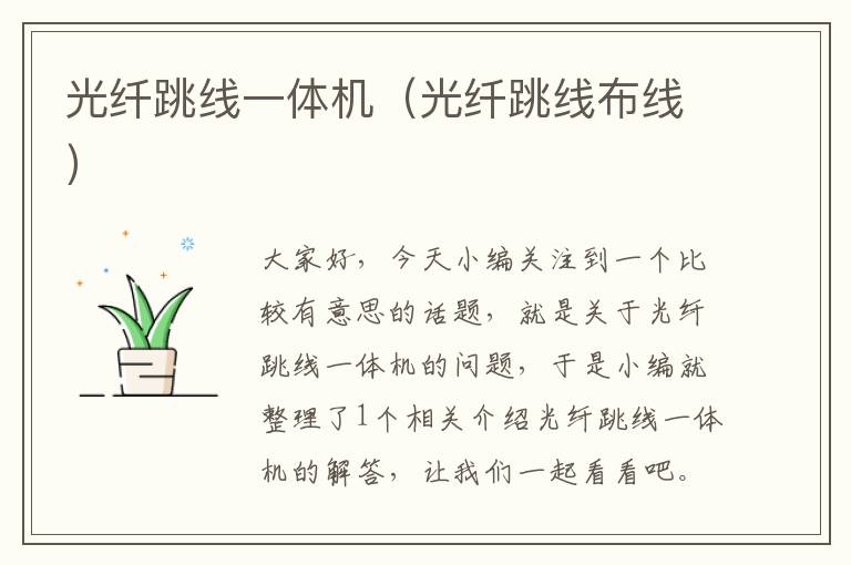 光纤跳线一体机(光纤跳线布线)