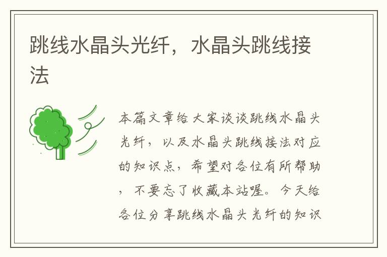 跳线水晶头光纤,水晶头跳线接法