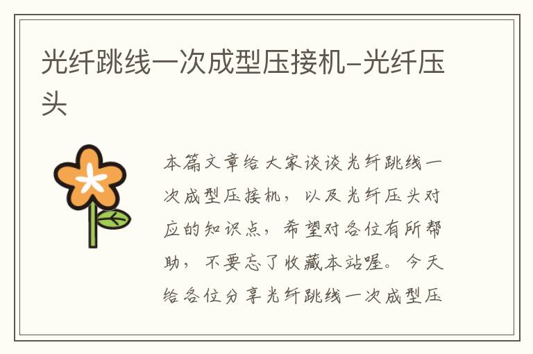 光纤跳线一次成型压接机-光纤压头