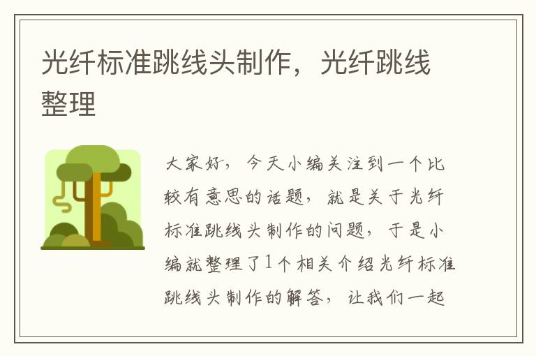 光纤标准跳线头制作,光纤跳线整理