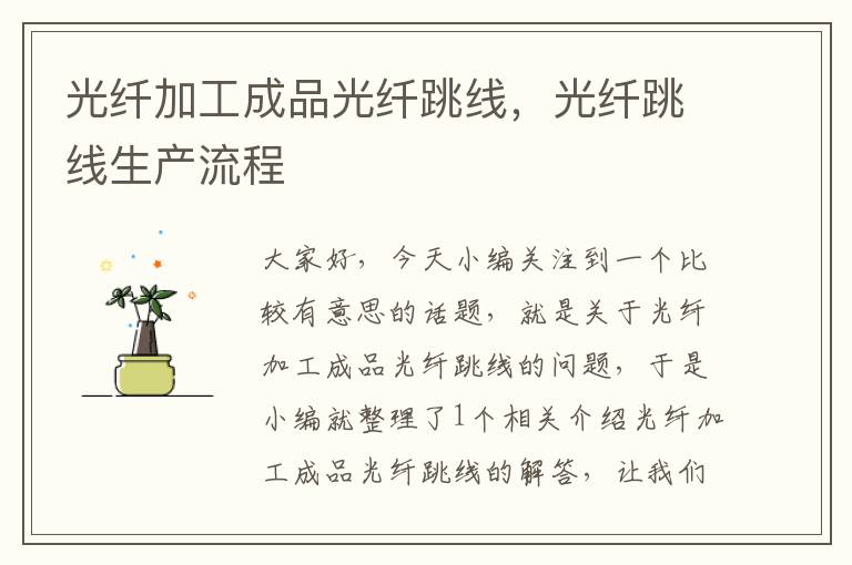 光纤加工成品光纤跳线,光纤跳线生产流程
