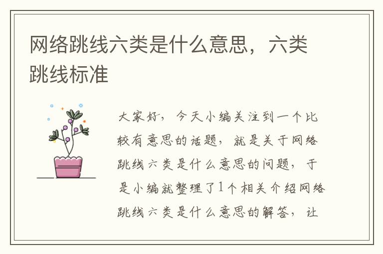 网络跳线六类是什么意思,六类跳线标准