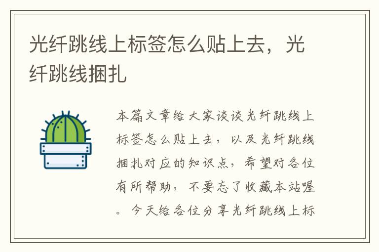 光纤跳线上标签怎么贴上去,光纤跳线捆扎