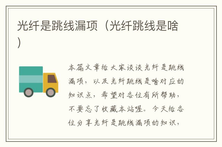 光纤是跳线漏项(光纤跳线是啥)