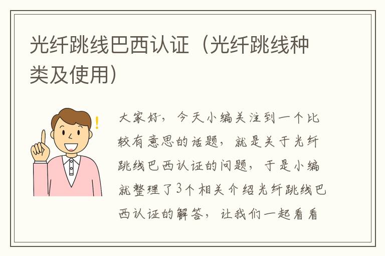 光纤跳线巴西认证(光纤跳线种类及使用)