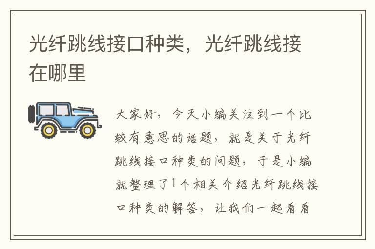光纤跳线接口种类,光纤跳线接在哪里