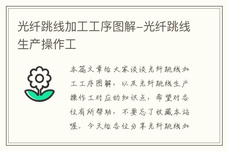 光纤跳线加工工序图解-光纤跳线生产操作工