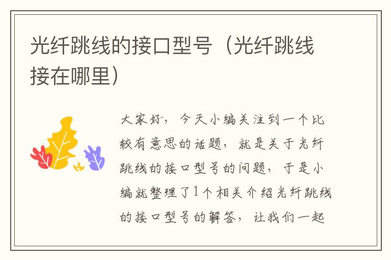 光纤跳线的接口型号(光纤跳线接在哪里)