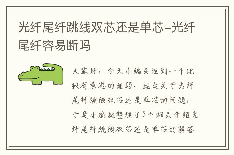 光纤尾纤跳线双芯还是单芯-光纤尾纤容易断吗