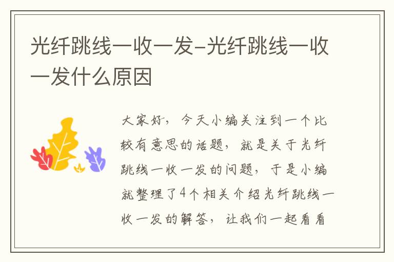 光纤跳线一收一发-光纤跳线一收一发什么原因