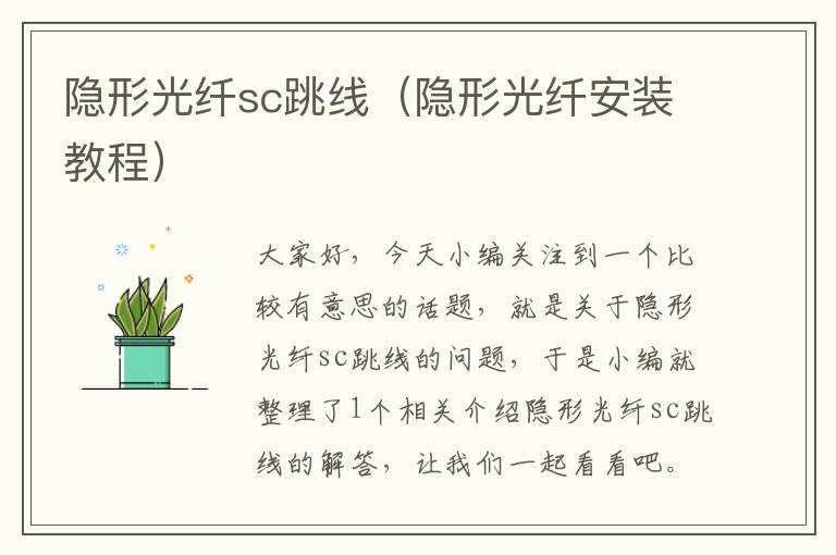 隐形光纤sc跳线(隐形光纤安装教程)