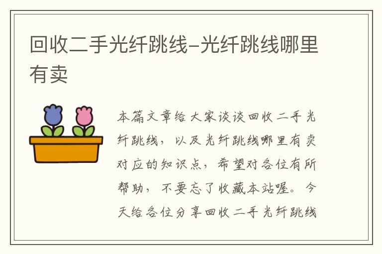 回收二手光纤跳线-光纤跳线哪里有卖