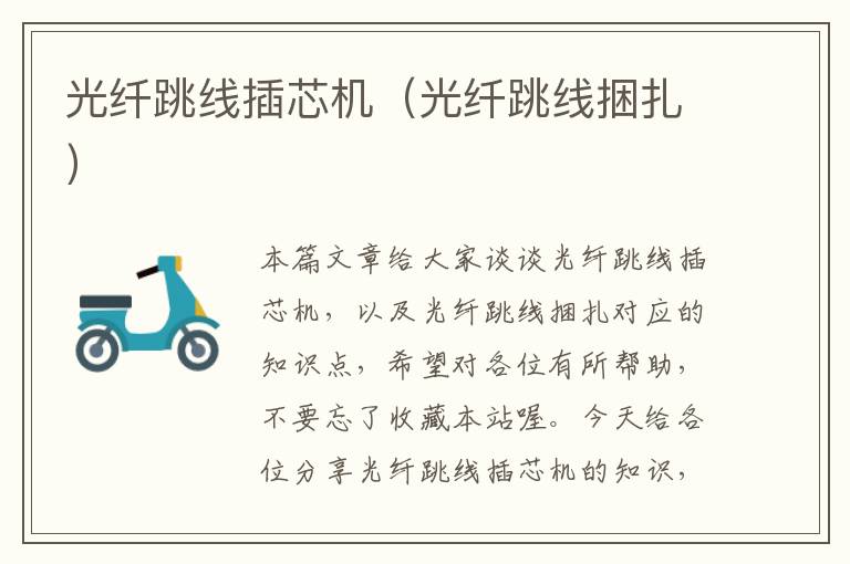 光纤跳线插芯机(光纤跳线捆扎)