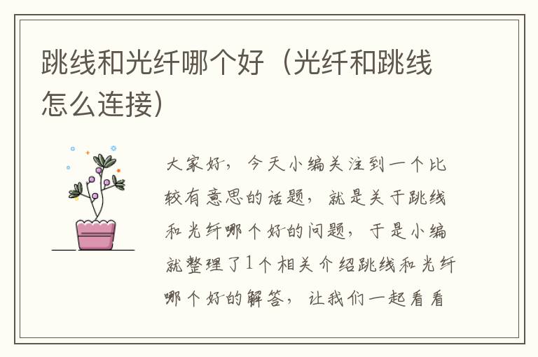 跳线和光纤哪个好(光纤和跳线怎么连接)
