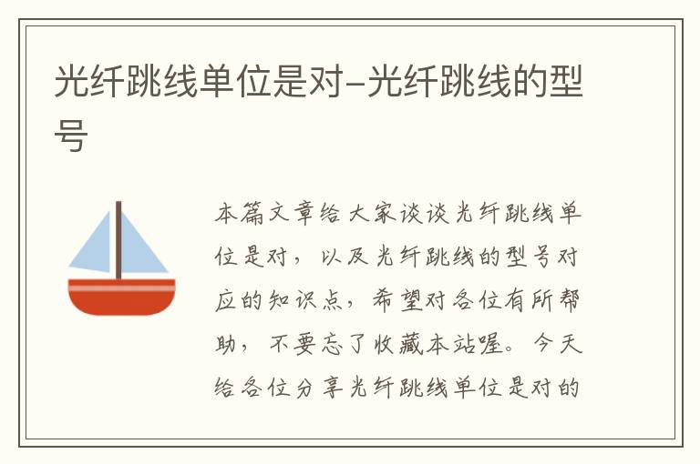 光纤跳线单位是对-光纤跳线的型号