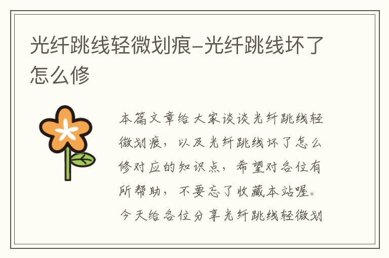 光纤跳线轻微划痕-光纤跳线坏了怎么修