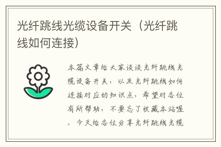 光纤跳线光缆设备开关(光纤跳线如何连接)